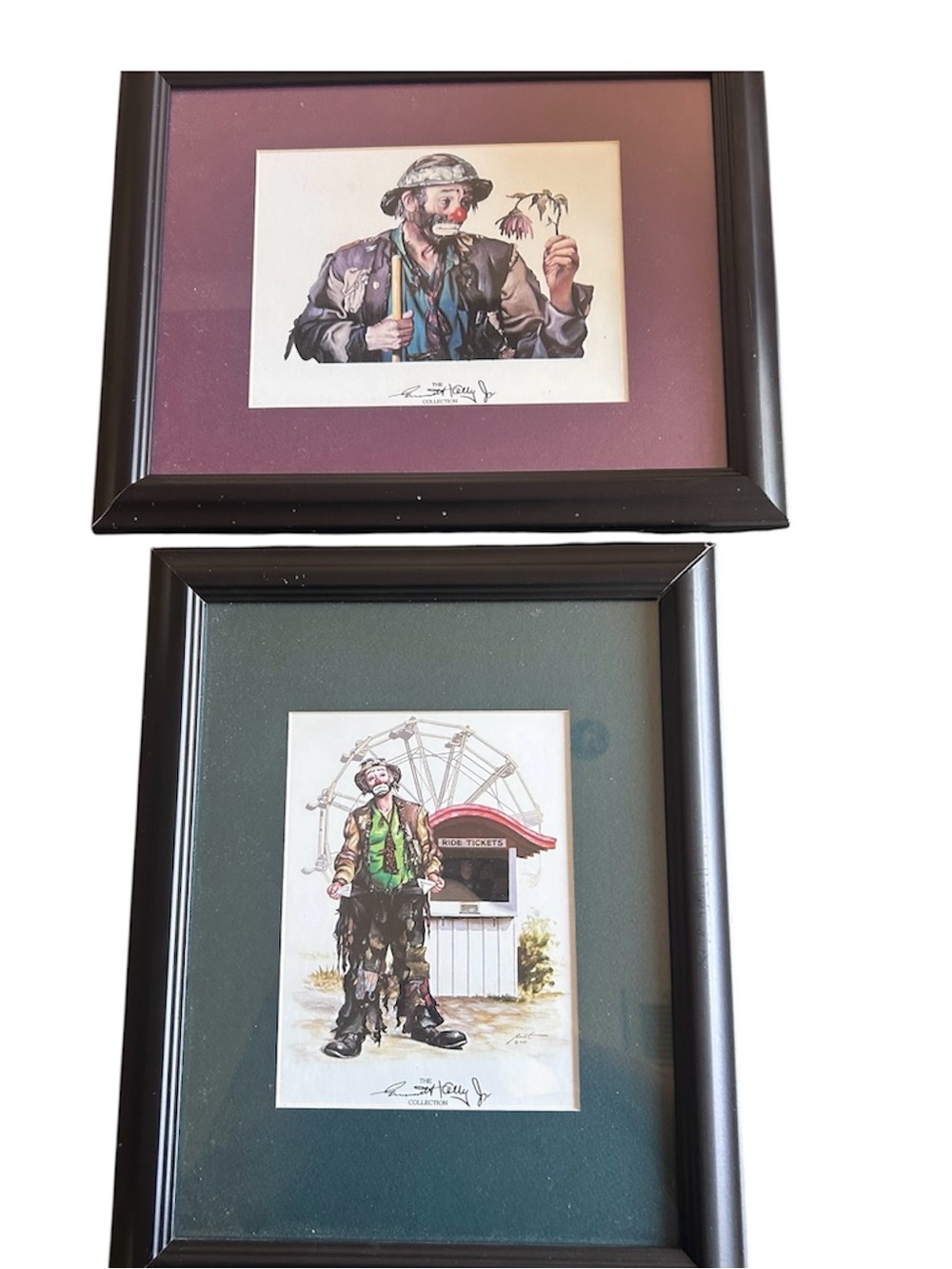 Two Emmitt Kelly Jr Collection Framed Prints Rust 1987 Clown READ